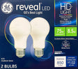 Ge Reveal led HD Light Pure 75w = 10.5w Clean Light Dimmable 2 Bulbs