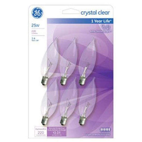 G E Lighting 75223 GE 25W Candle Bulb (6 Pack)