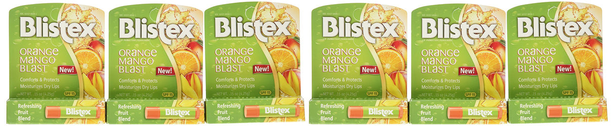 Blistex Lip Protectant SPF 15 Orange Mango Blast.15 oz (Pack of 6)