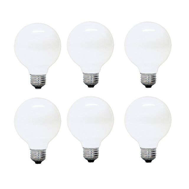 GE Soft White 24657 25-Watt, 130/170-Lumen G25 Light Bulb with Medium Base, 6-Pack
