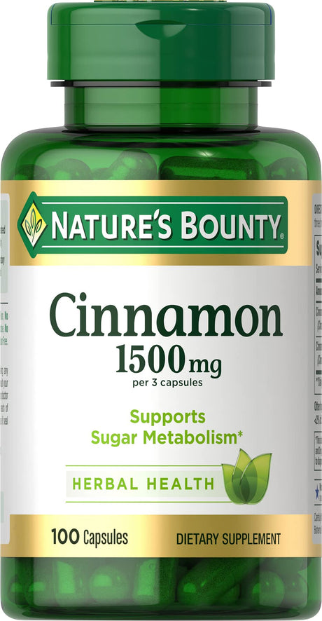 Nature's Bounty Cinnamon Capsules, 1500mg, 100 Capsules