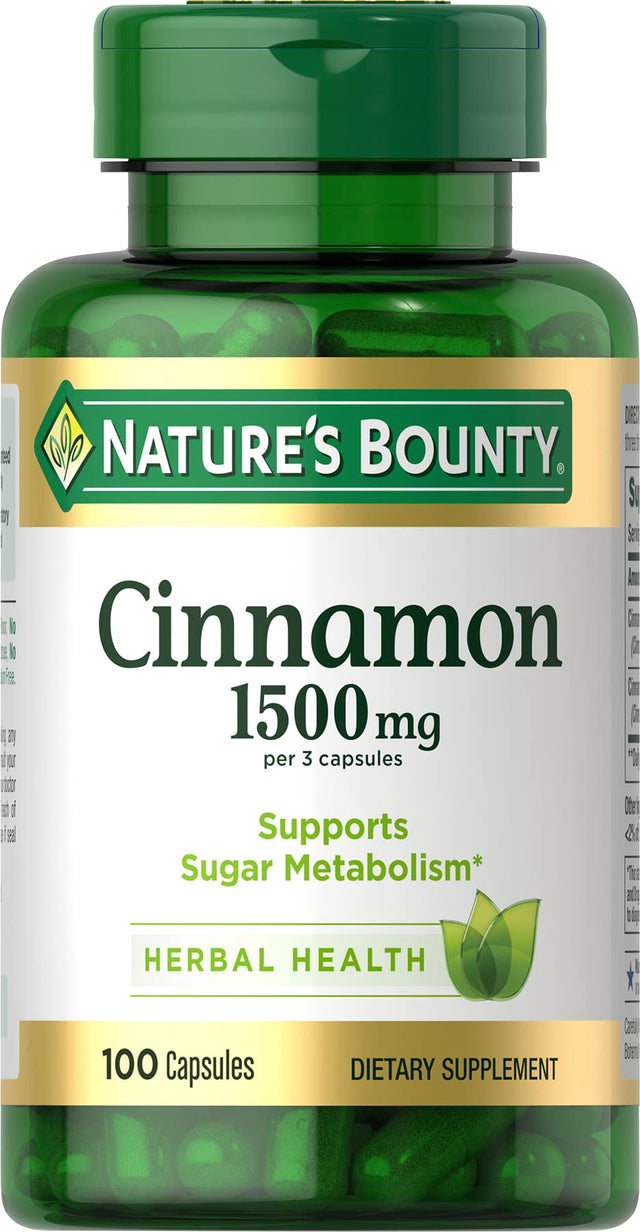 Nature's Bounty Cinnamon Capsules, 1500mg, 100 Capsules