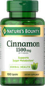 Nature's Bounty Cinnamon Capsules, 1500mg, 100 Capsules