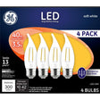 GE LED Light Bulbs, 40 Watt, Soft White, Decorative Bulbs, Clear, Medium Base (4 Pack)