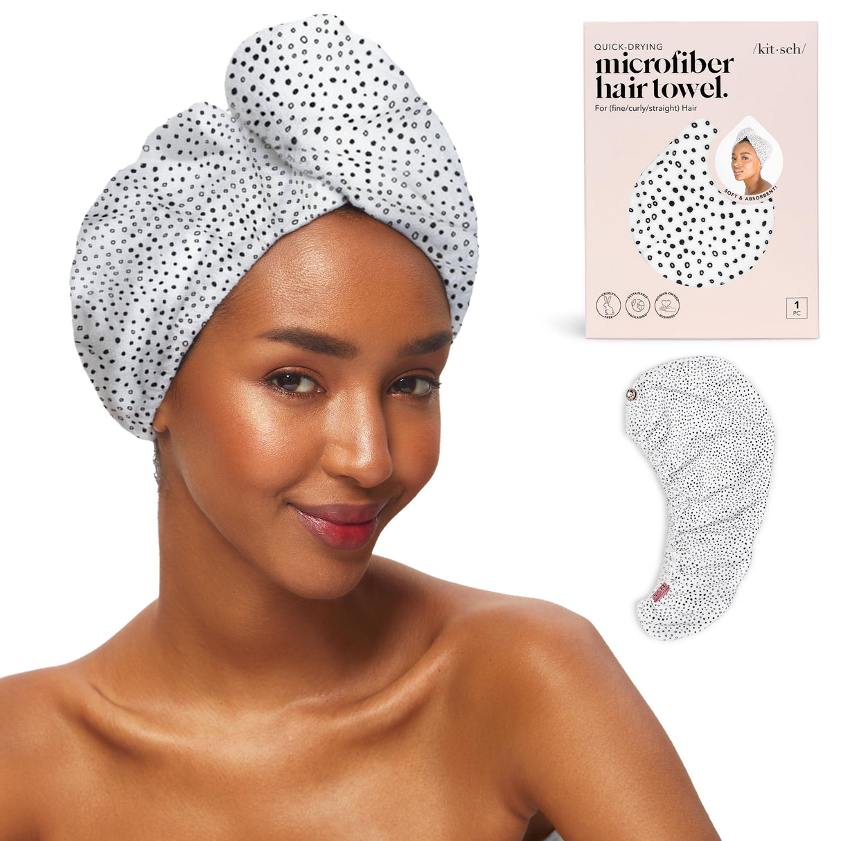 Kitsch Microfiber Hair Towel Wrap Micro Dot