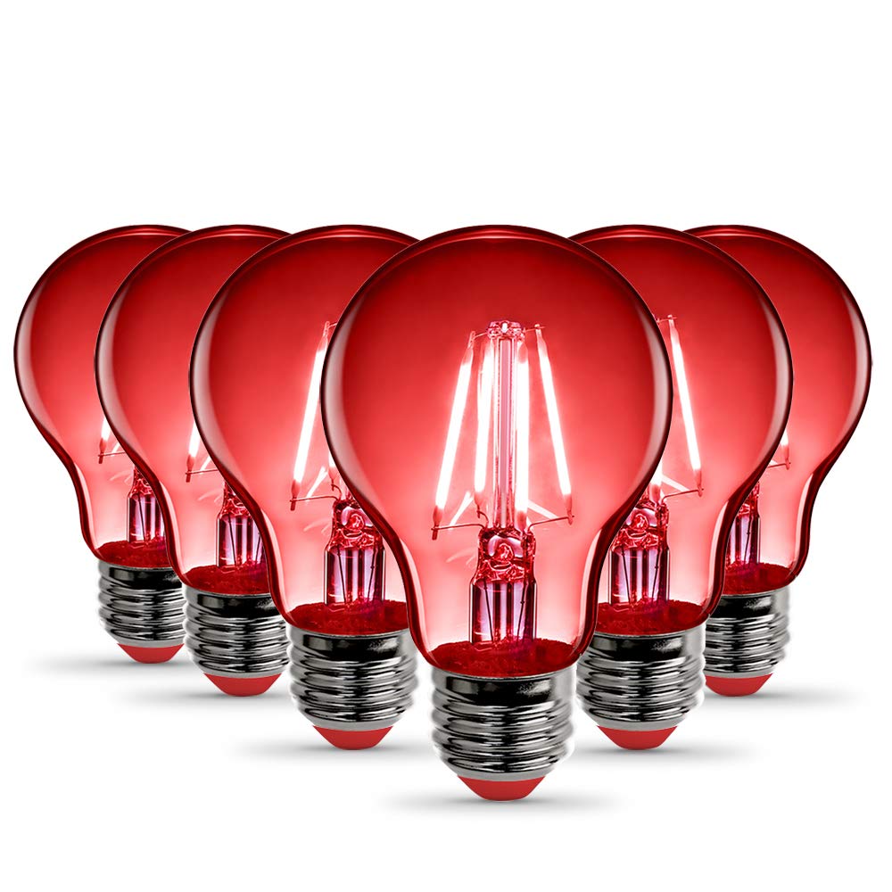Feit Electric Light Bulbs, Red, 6-Pack