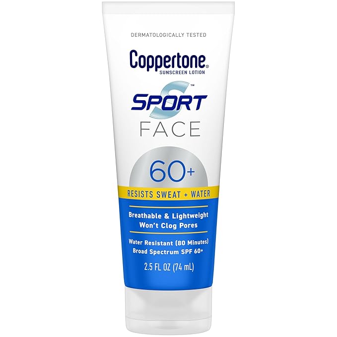 Coppertone Sport Face Sunscreen Lotion SPF 60+, 2.5 Fl Oz Tube
