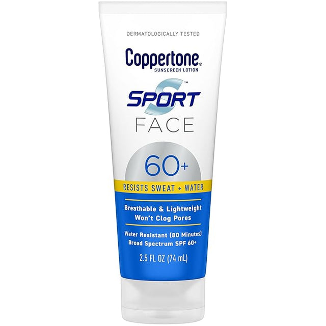 Coppertone Sport Face Sunscreen Lotion SPF 60+, 2.5 Fl Oz Tube