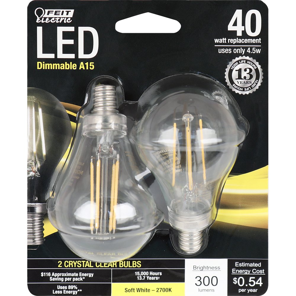 Feit Electric - Decorative Clear Glass Filament LED Dimmable 40W Equivalent Soft White
