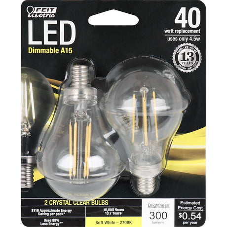 Feit Electric - Decorative Clear Glass Filament LED Dimmable 40W Equivalent Soft White
