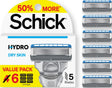 Schick Hydro Dry Skin Razor Refills, 6ct | 5 Blade Men's Razor Blades