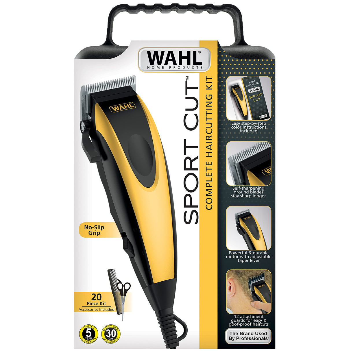 Wahl 20-Piece Combo Sport Cut No-Slip Self Sharpening Complete Clippers Haircut Kit #9423