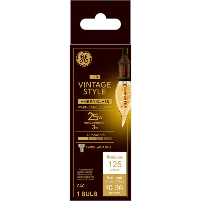GE Vintage Style LED Light Bulb, 25 Watt, Amber Finish, Decorative Bulb, Small Base (1 Pack)