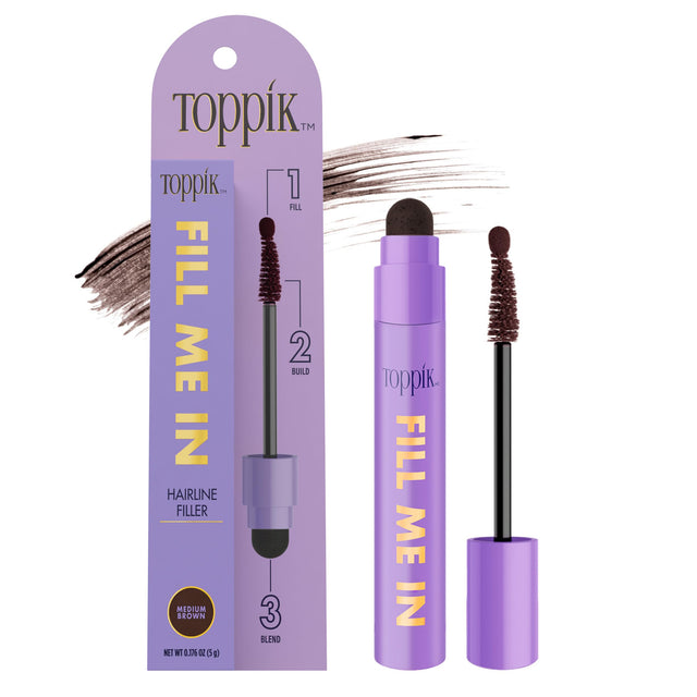 Toppik Fill Me In Hairline Filler Hair Fibers Wand, Medium Brown