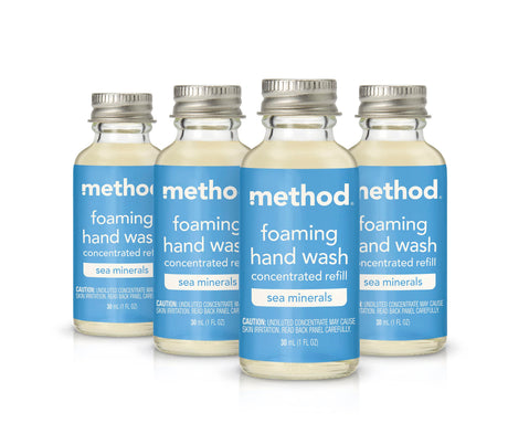 Method Foaming Hand Wash Concentrates Refills, Sea Minerals, 4 Recyclable 1 fl oz Refills