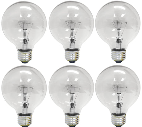 GE Lighting 12983 Incandescent G25, (Pack of 6)