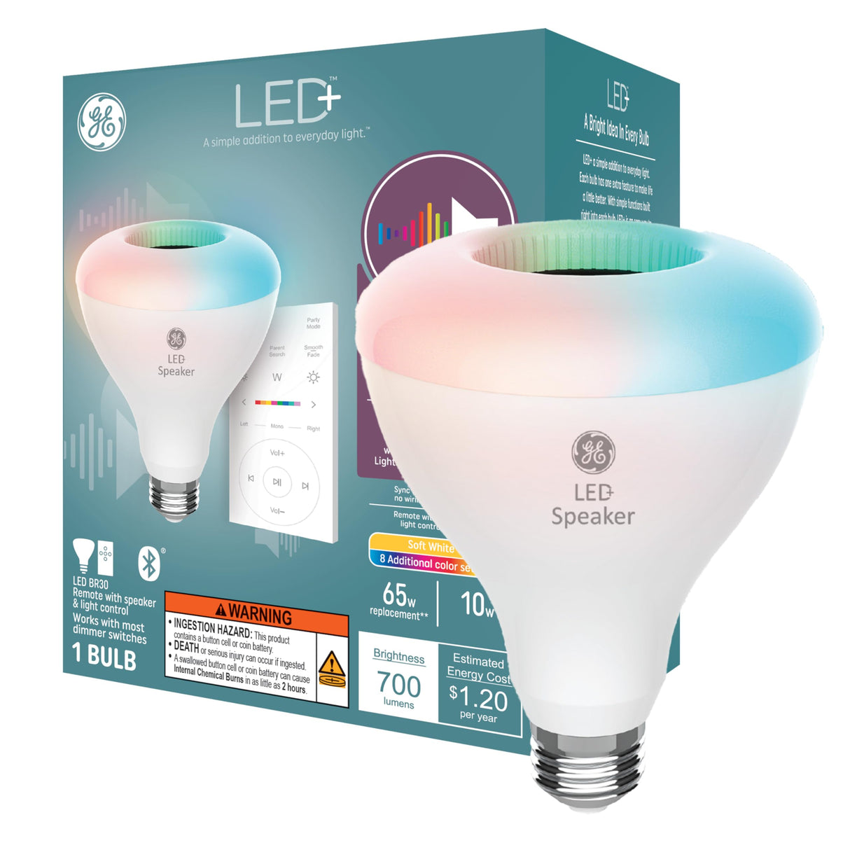 GE LED+ Color Changing Speaker LED Light Bulb