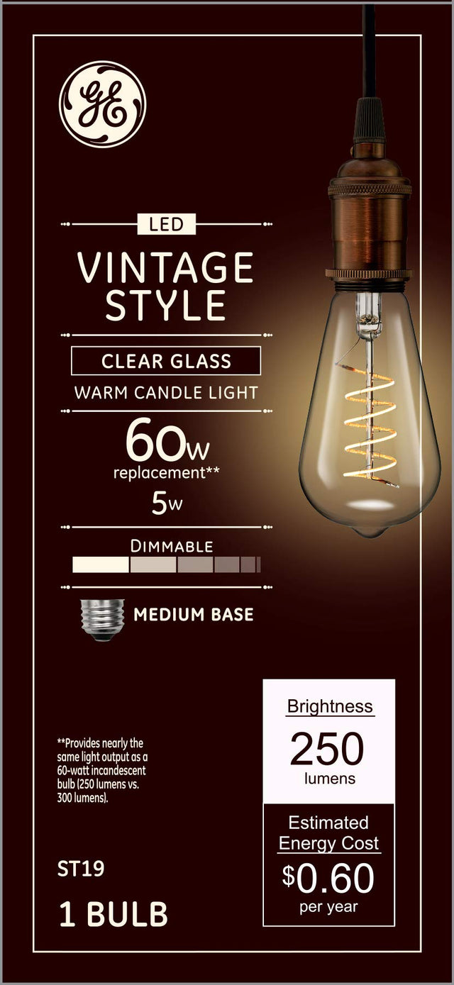 GE Lighting Vintage Edison Style LED Light Bulb, 5 Watts