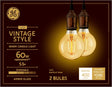 GE Lighting Vintage Style LED Globe Light Bulbs, 5.5 Watts (60 Watt Equivalent) Warm Candle Light, Amber Glass, Medium Base, Dimmable (2 Pack)