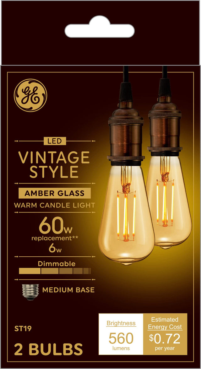 GE General Electric Vinta Small 40W Amber ST19 (2-Pack)