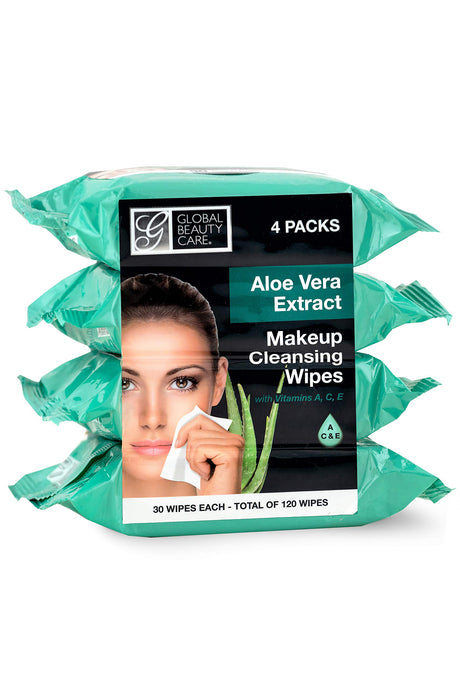 Global Beauty Care Makeup Remover Wipes (120 Count (4-Pack), Aloe Vera)