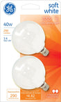 GE Lighting 44414 40 Watt White Vanity Globe Light Bulbs 2 Count