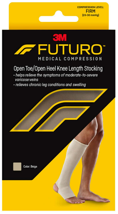 FUTURO Open Toe/Open Heel Knee Length Stocking, Beige, Large