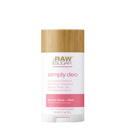 RAW SUGAR Deodorant Stick, Simply Deo Beach Rose + Aloe Scent