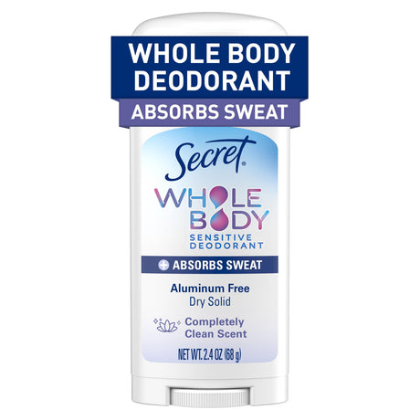 Secret Whole Body Deodorant Dry Feel Stick Completely Clean Scent