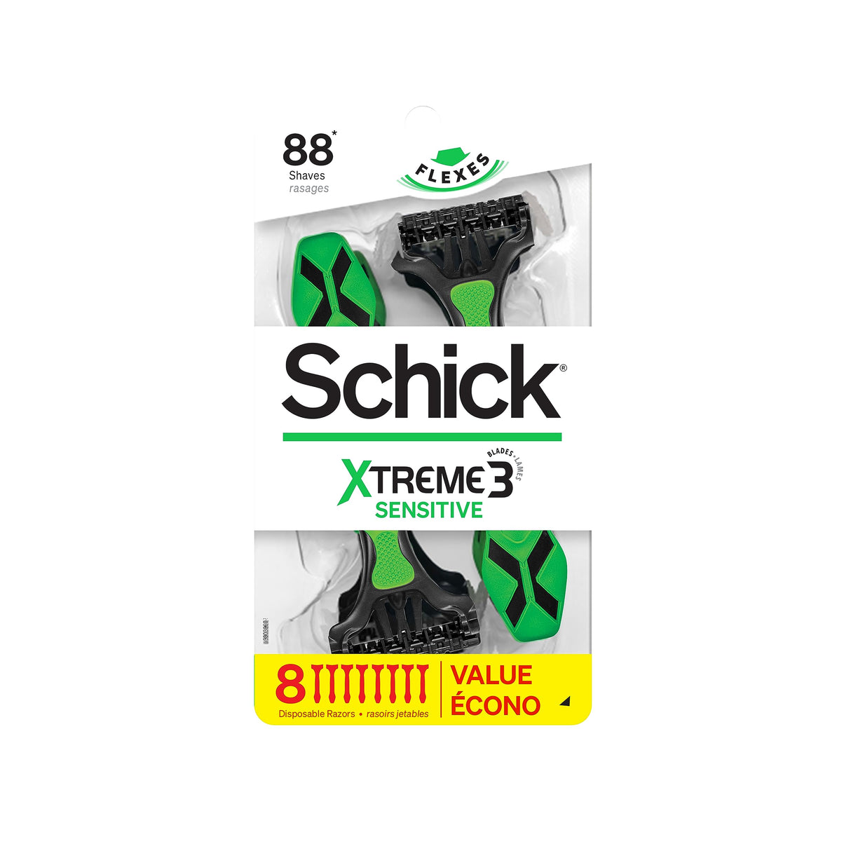 Schick Xtreme 3 Sensitive Skin Disposable Razors for Men, 8 Count (Pack of 3)