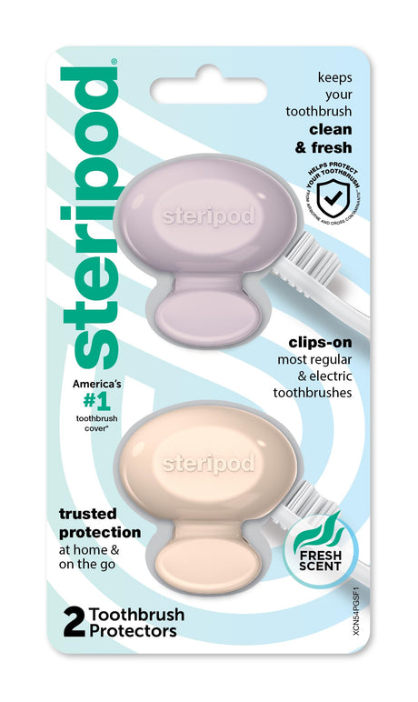 Steripod Clip-On Toothbrush Protector, Pink and Blue