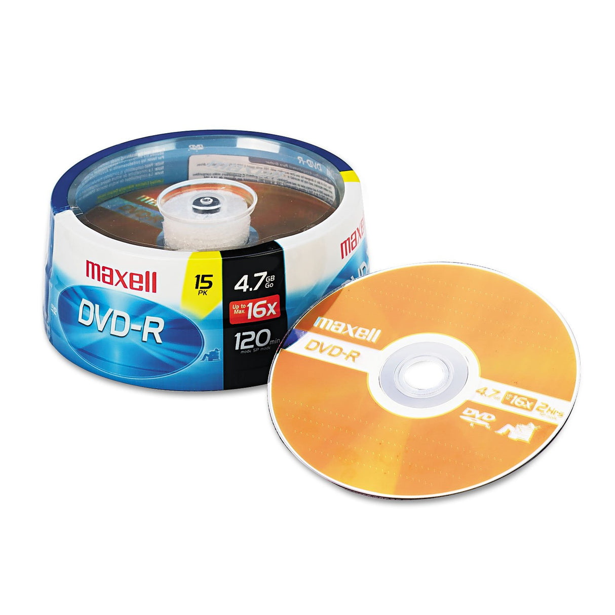 Maxell Dvd-R Recordable Disc, 4.7 Gb, 16x, Spindle, Gold, 15/pack