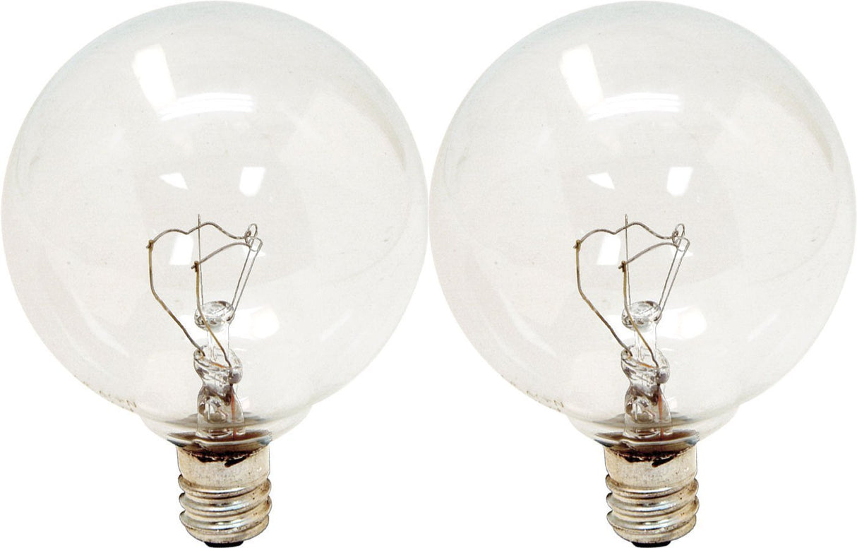 GE Lighting 17722 25 Watt Crystal Clear Vanity Globe Light Bulbs 2 Count
