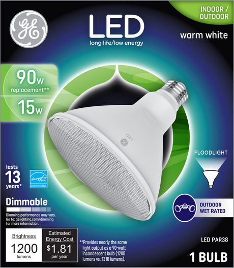 GE Lighting LED Floodlight Bulbs, 15 Watt (90 Watt Equivalent)