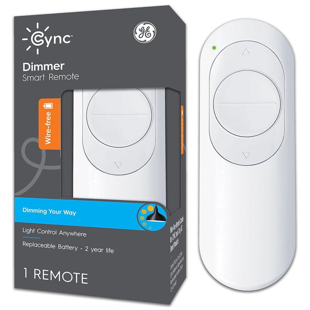 GE CYNC Bluetooth Enabled, Battery Powered Dimmer Remote for Cync Smart Plug, Smart Light Bulbs and Switch, Single-Touch Control Anywhere in Your Home