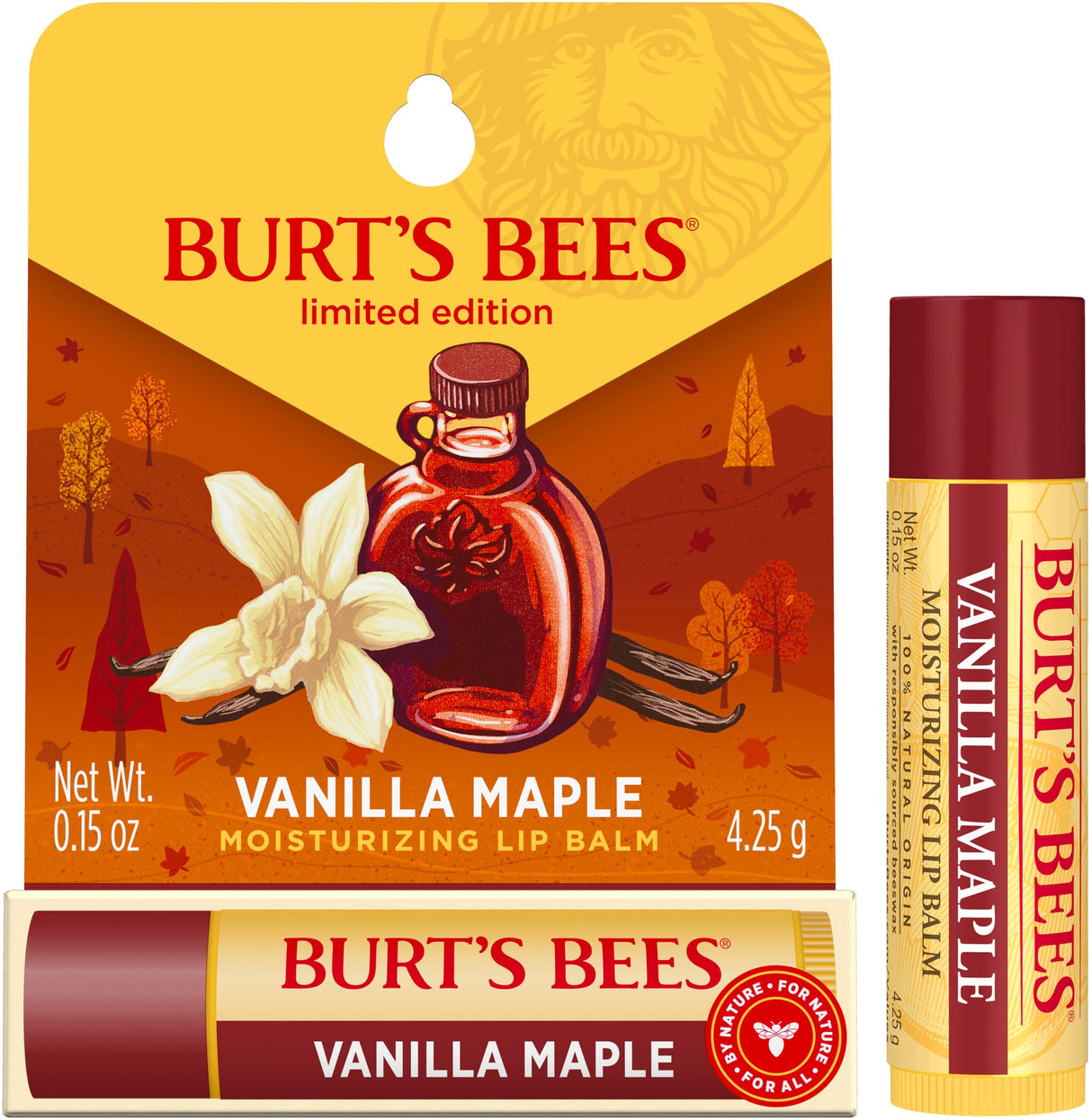 Vanilla Maple Moisturizing Lip Balm Blister by Burts Bees for Unisex - 0.15 oz Lip Balm