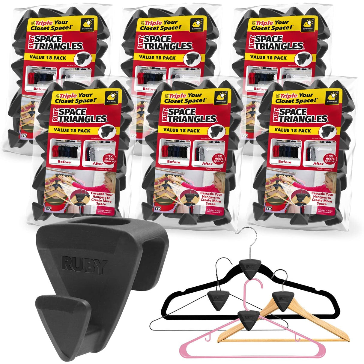 Ruby Space Triangles, 6 Pack Black