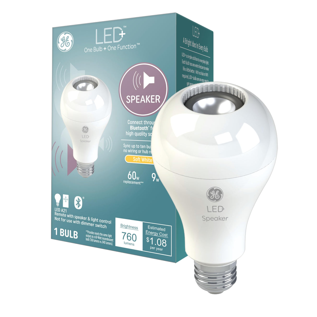 GE LED+ Speaker Soft White A21