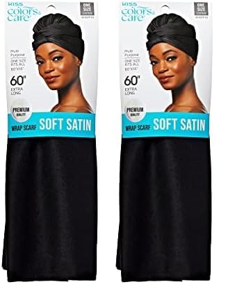 KISS COLORS & CARE Soft Satin Wrap Scarf - Black 2 pk