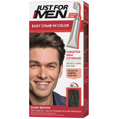 Just For Men Easy Comb-In Color Mens Hair Dye Dark Brown, A-45