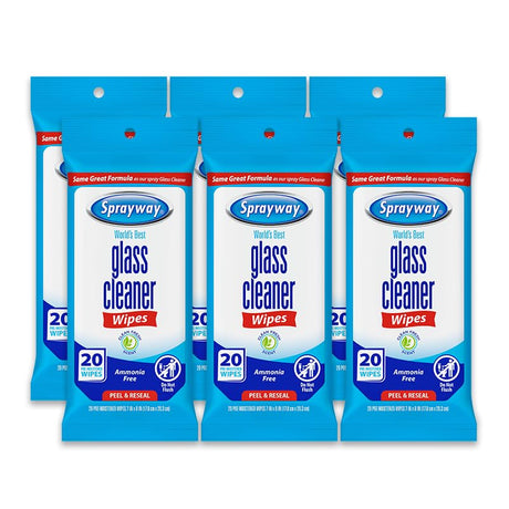 Sprayway Glass Cleaner Wipes, 20ct, Pack of 12
