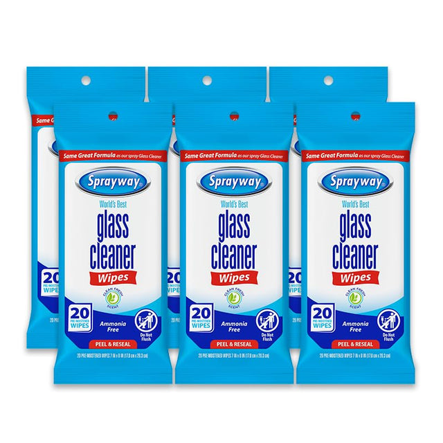 Sprayway Glass Cleaner Wipes, 20ct, Pack of 12