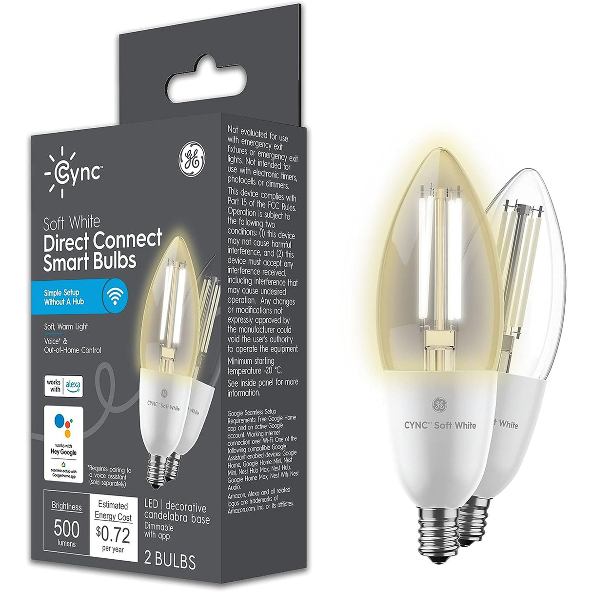 GE CYNC Smart LED Light Bulb, B11 Candle Light Bulb (Pack of 2)