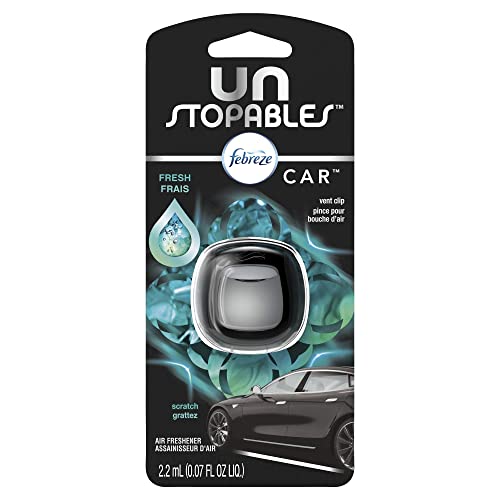 Febreze Unstopables Car Odor Eliminator – Powerful Air Freshener for Car Interiors with Bold Scent