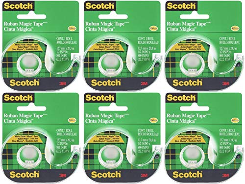 Scotch Magic Tape Invisible Matte Finish – 1/2" X 800" Rolls, Pack of 6 for Clean, Invisible Sealing