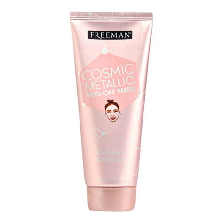 Freeman Cosmic Metallic Peel-Off Mask in soothing rose gold, 6 oz tube for women, designed to calm and refresh skin with a radiant finish