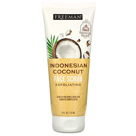 Freeman Indonesian Coconut Face Mask and Scrub for unisex use, 6 oz tube, exfoliating and hydrating formula for smooth, refreshed skin.
