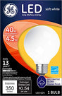 GE Lighting 25048 dimmable LED G25 decorative globe light bulb, 4.5-watt energy-efficient design equivalent to 40-watt, ideal for vanity and decorative fixtures