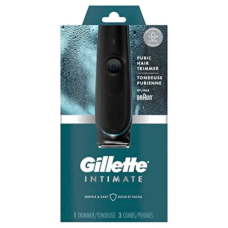 Gillette Intimate Men’s Groin Trimmer, waterproof electric body trimmer designed for gentle and precise grooming in sensitive areas.