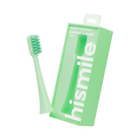 Hismile Replacement Toothbrush Heads in green, 1 pack, designed for effective plaque removal and compatible with Hismile electric toothbrush handles.